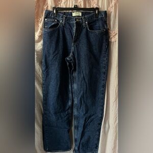 Vintage As Real As Wrangler Dark Blue Red flannel lined Jeans sz 10/34